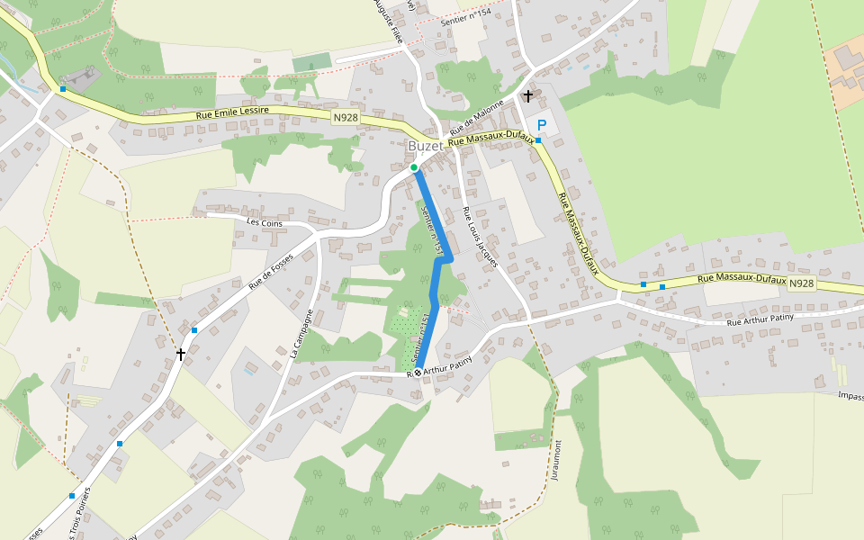 Sentier n°151 walking route map in Floreffe