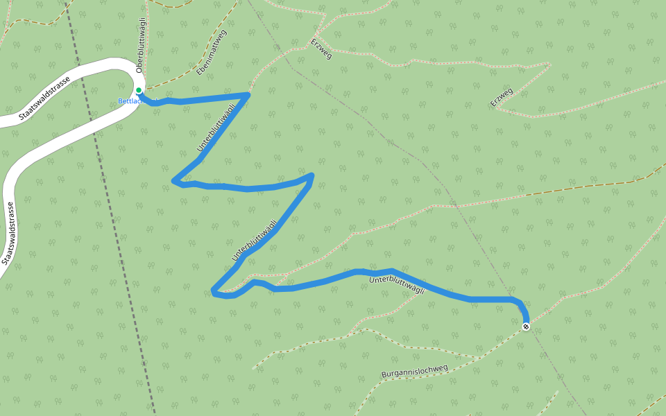 Unterblüttiwägli walking route map in Grenchen