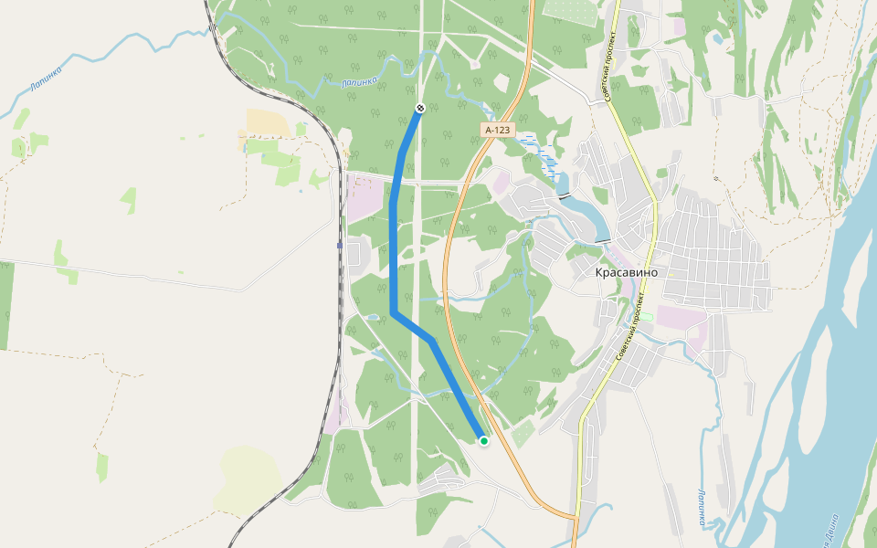 ГАЗ walking route map in Krasavino