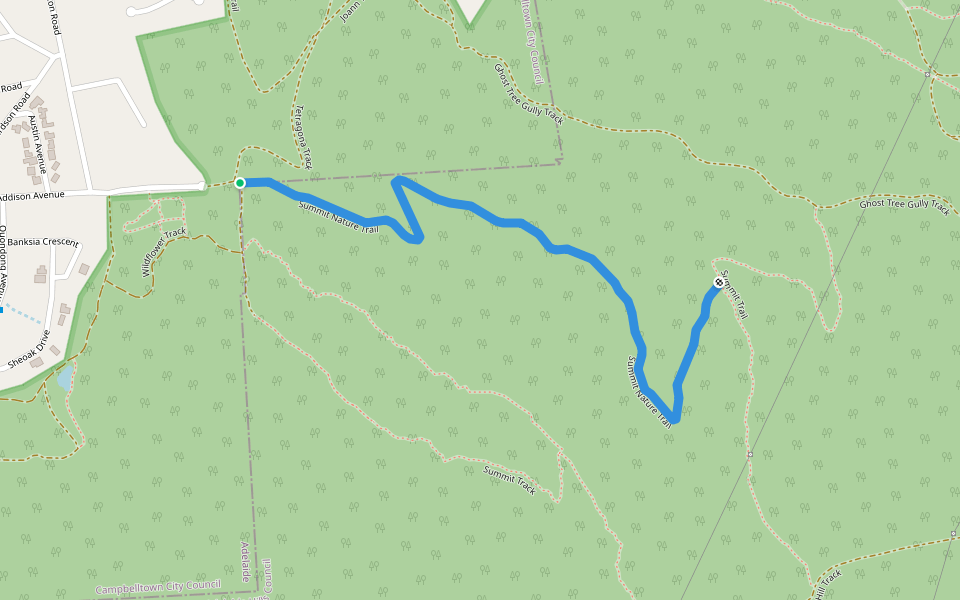 Summit Nature Trail walking route map in Athelstone