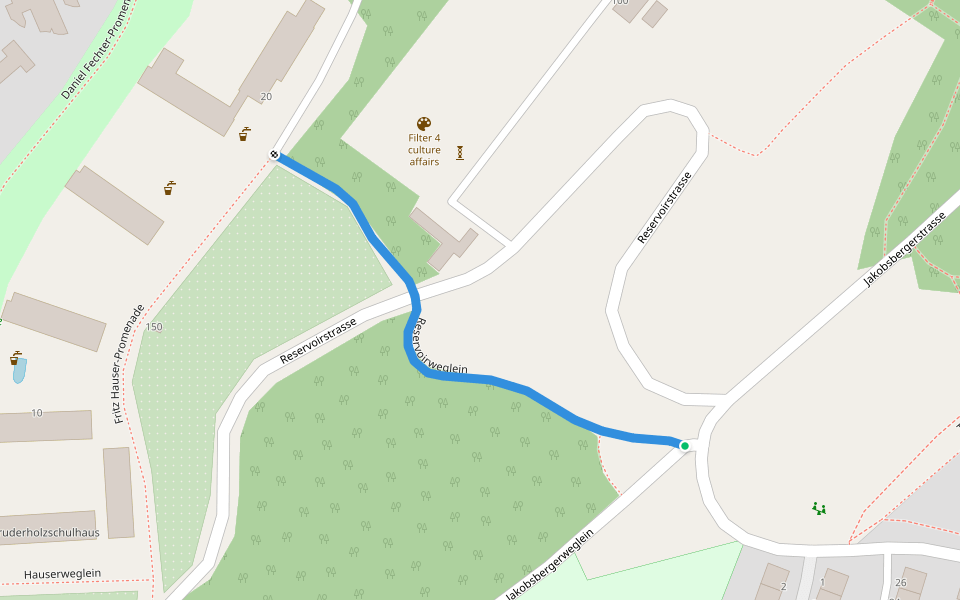 Reservoirweglein walking route map in Basel