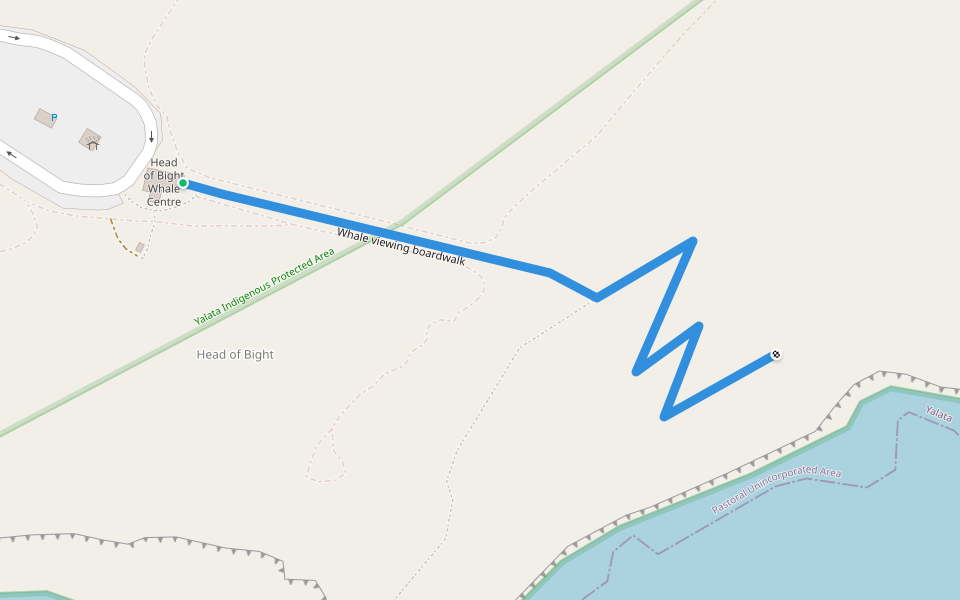 Whale viewing boardwalk walking route map in Yalata
