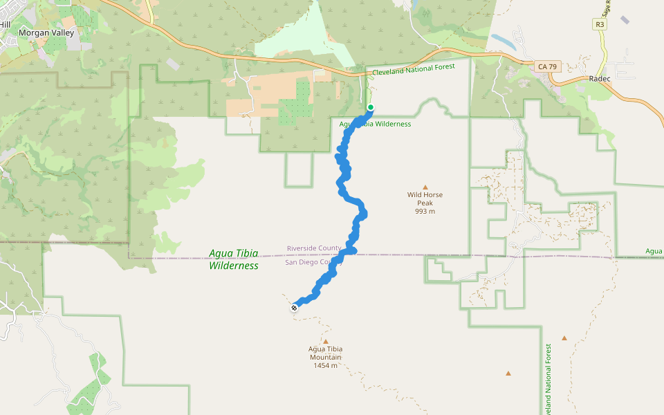 Dripping Springs Trail walking route map in Temecula