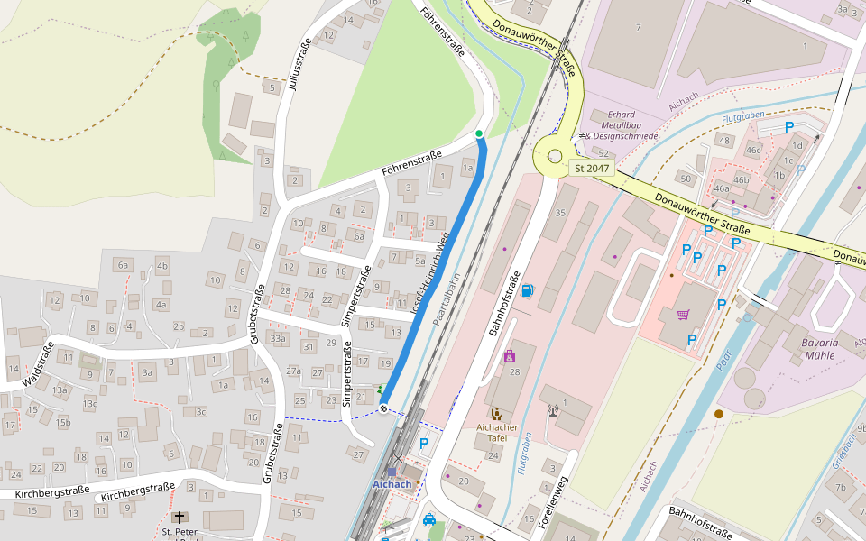Josef-Heinrich-Weg walking route map in Aichach