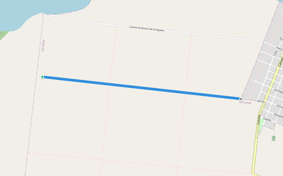 Calle 2 walking route map in La Loma