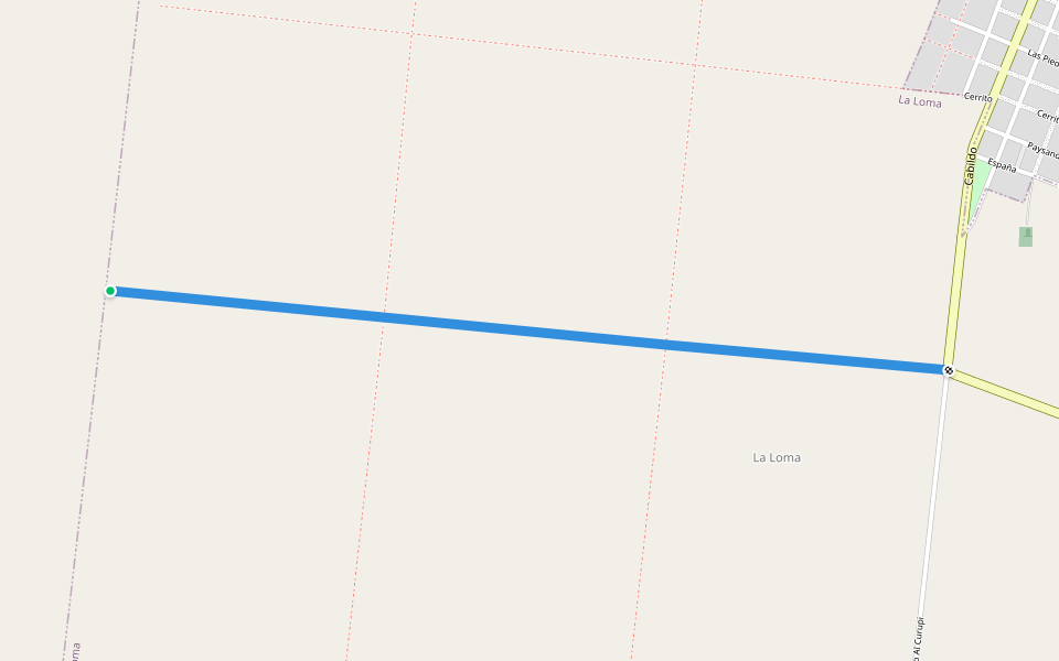 Calle 3 walking route map in La Loma