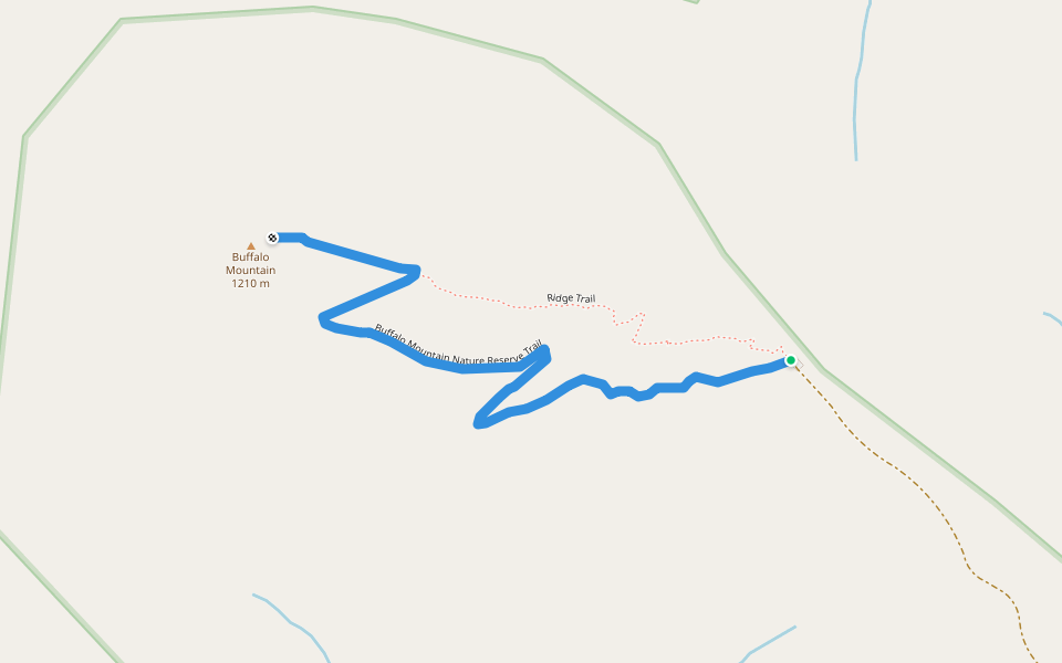 Buffalo Mountain Nature Reserve Trail walking route map in Willis