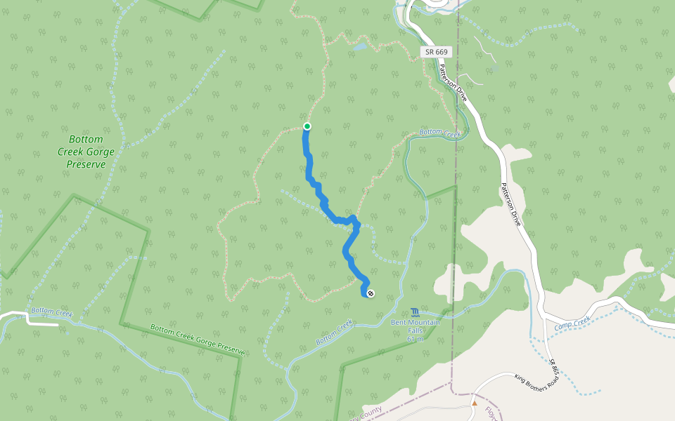 Johnston Trail walking route map in Copper Hill
