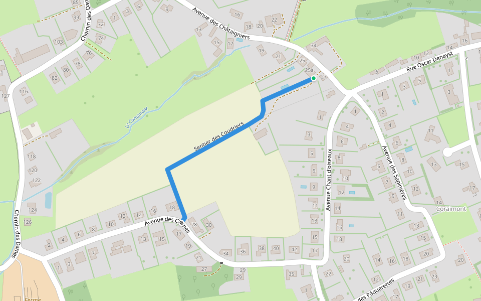 Sentier des Coudriers walking route map in Braine-le-Comte