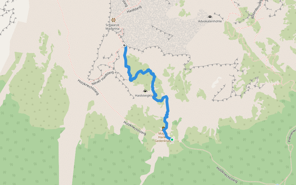 Alter Haidsteig walking route map in Griesleiten