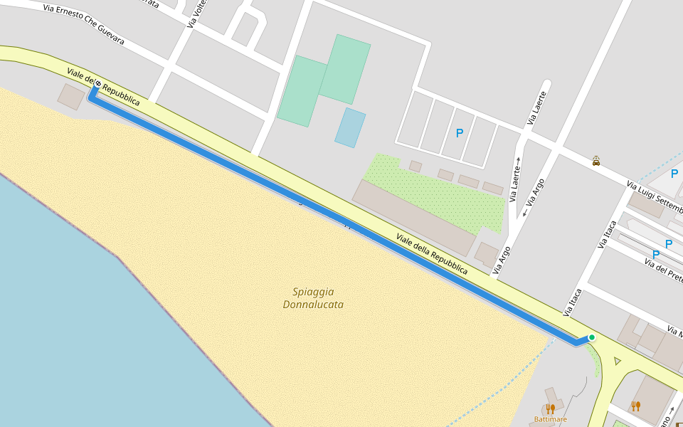 Lungomare Giuseppe Lentini walking route map in Donnalucata