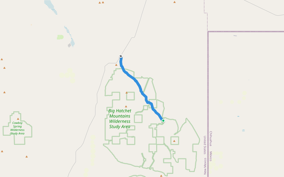 Continental Divide Trail walking route map in Hachita