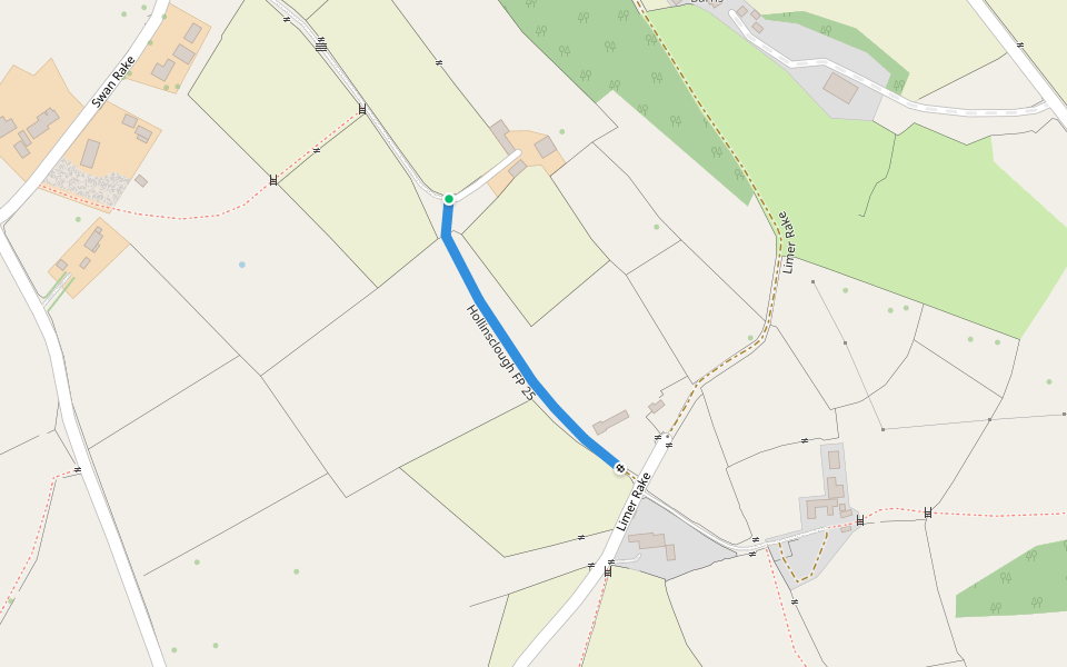 Hollinsclough FP 25 walking route map in Hollinsclough