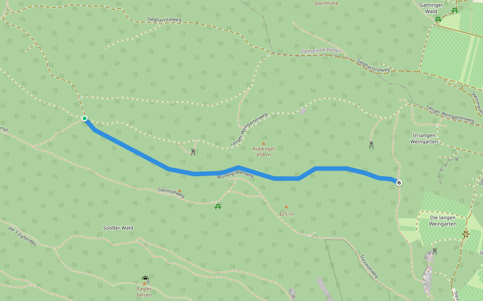 Würfelgrabenweg walking route map in Baden