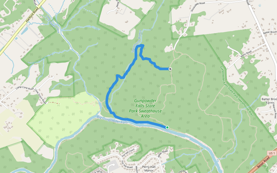 Sweathouse Trail walking route map in Kingsville