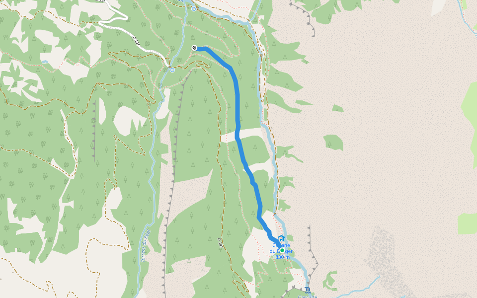 Ancien Canal Chenevrier walking route map in Crévoux