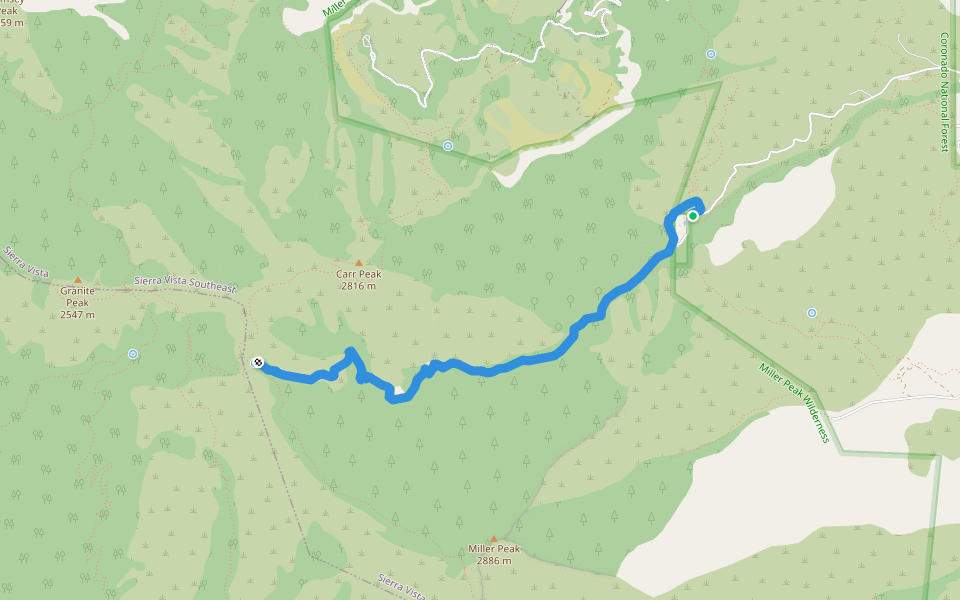 Miller Canyon Trail #106 walking route map in Hereford