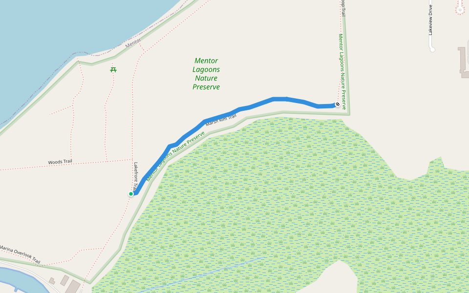 Marsh Rim Trail walking route map in Mentor