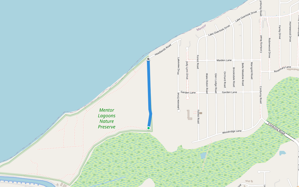 Lakefront Loop Trail walking route map in Mentor
