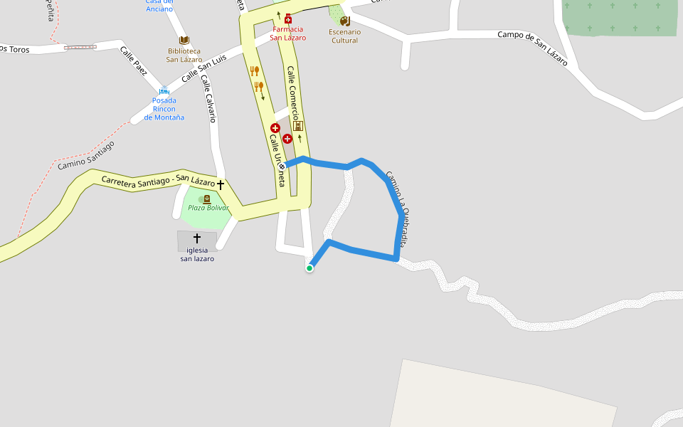 Camino La Quebradita walking route map in Boconó