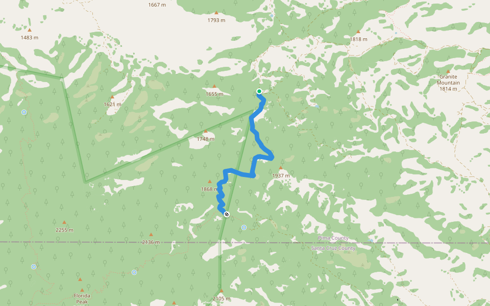 Greaterville Trail #79 walking route map in Sonoita