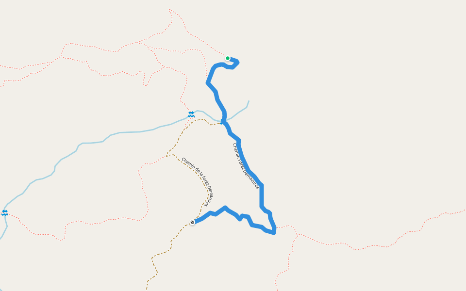 Chemin Forêt Demazures walking route map in La Coulee