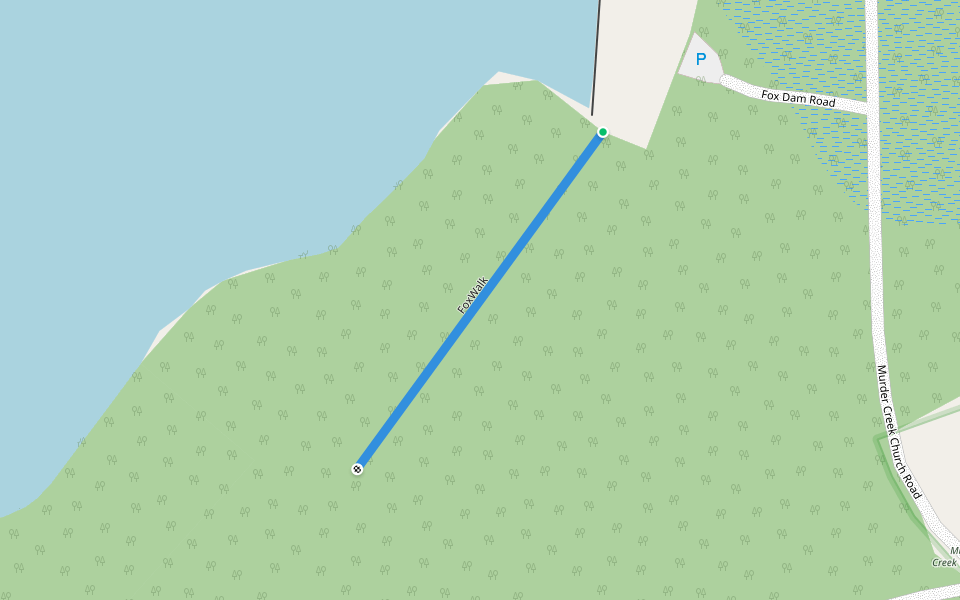 FoxWalk walking route map in Shady Dale