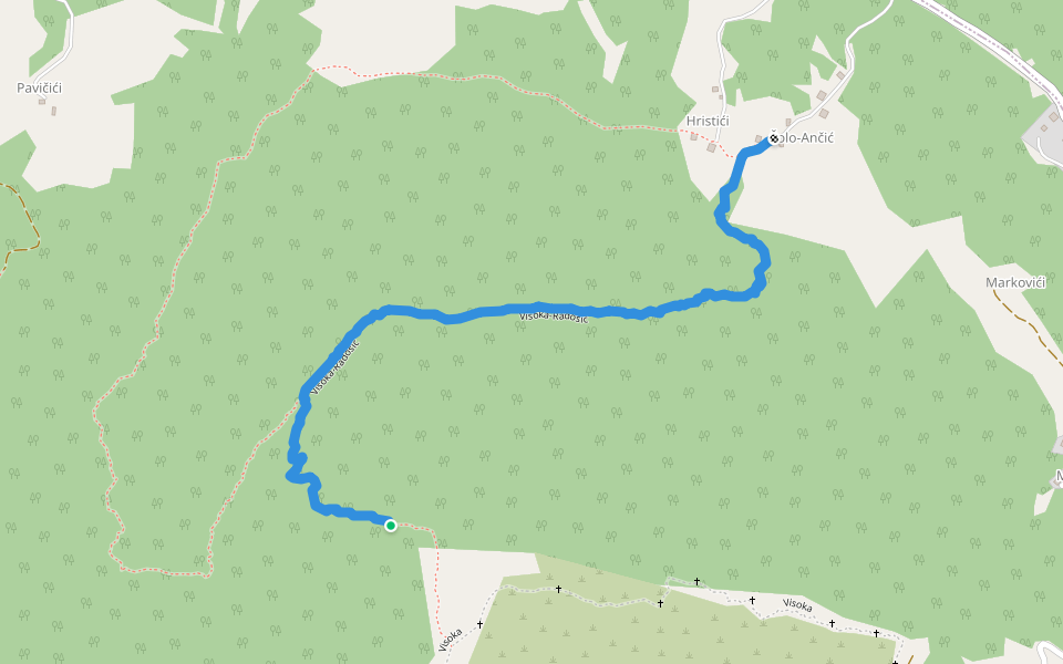 Visoka-Radošić walking route map in Radošić