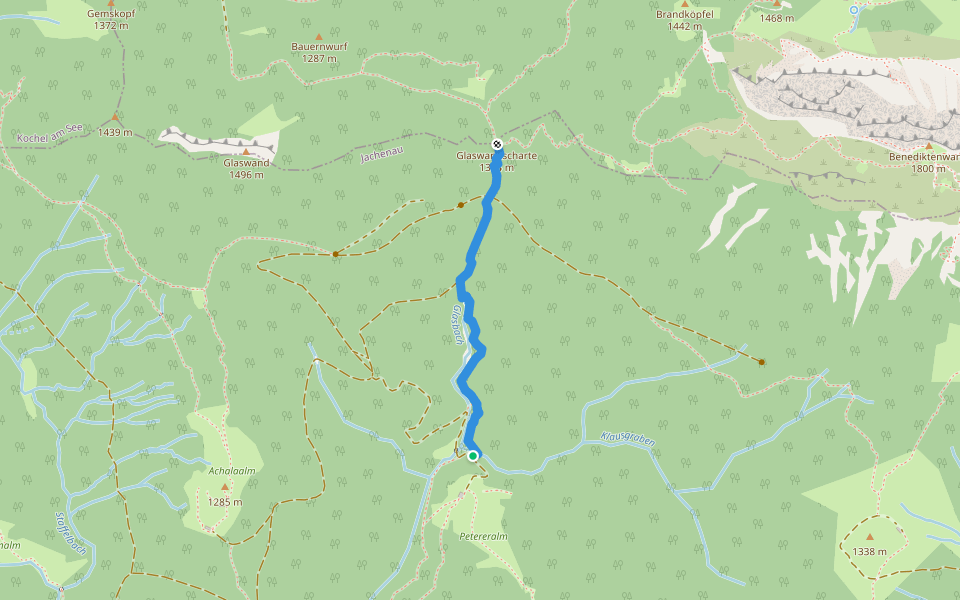 Glaswandschartentrail walking route map in Jachenau