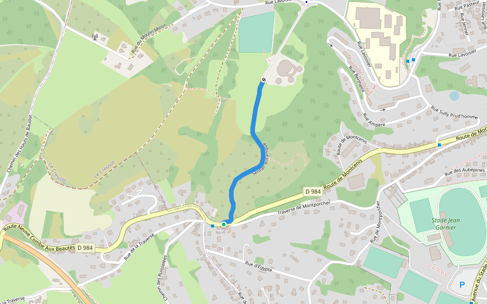 Sentier Botanique walking route map in Le Creusot