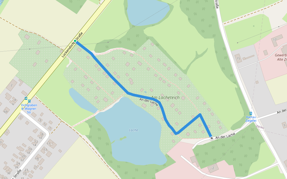 An der Lache walking route map in Zittau