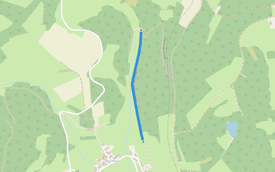 Chemin des Prés du Creux walking route map in Anost