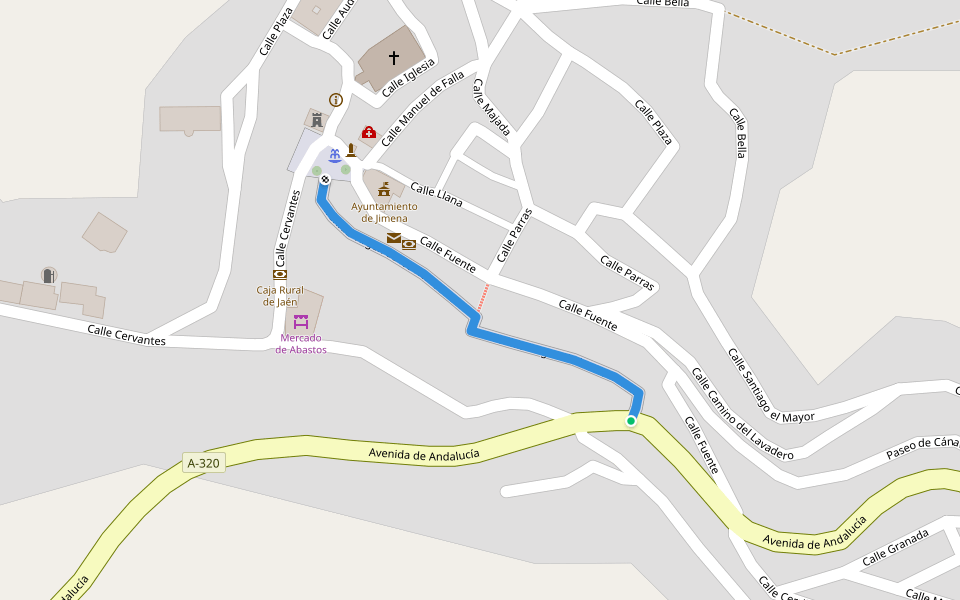 Avenida Virgen de los Remedios walking route map in Jimena