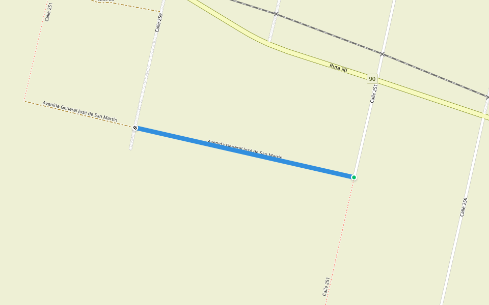 Avenida General José de San Martín walking route map in Paysandú