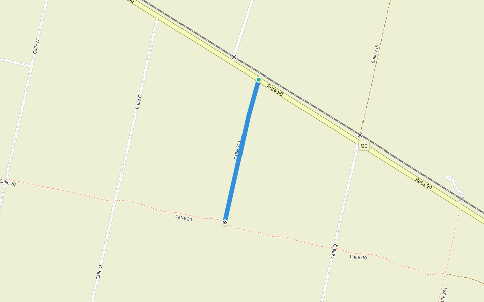 Calle 211 walking route map in Paysandú