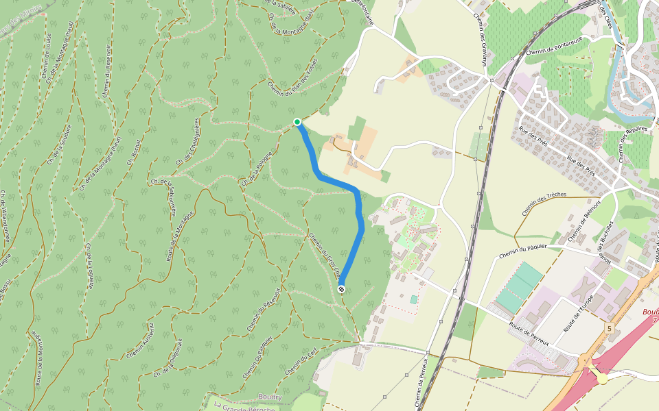 Ch. de Pontareuse walking route map in Boudry