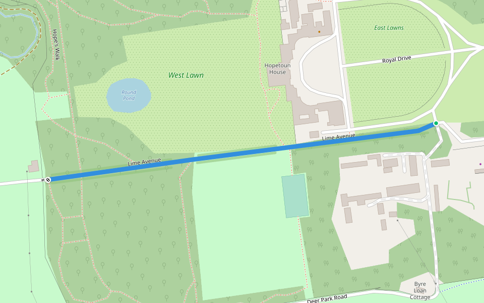 Lime Avenue walking route map in Queensferry