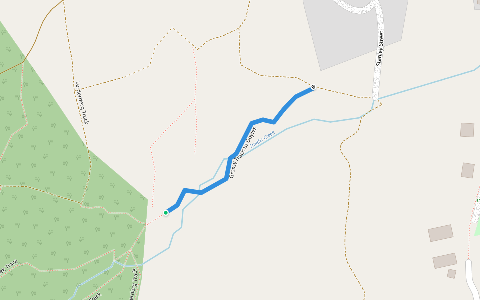 Grassy Track to Doyles walking route map in Daylesford