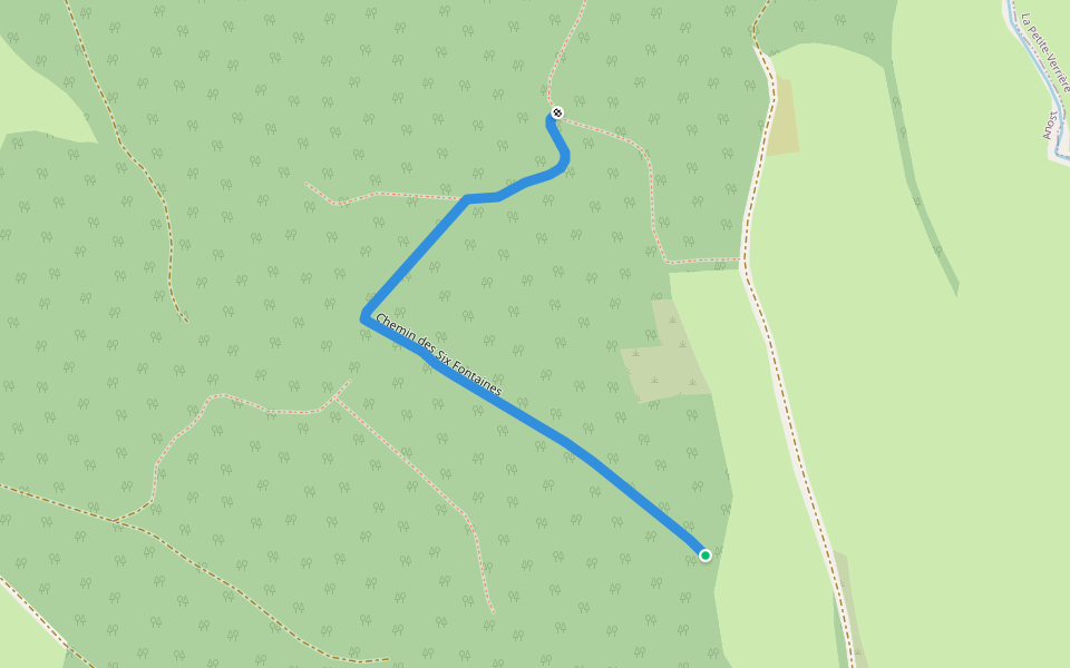 Chemin des Six Fontaines walking route map in Anost