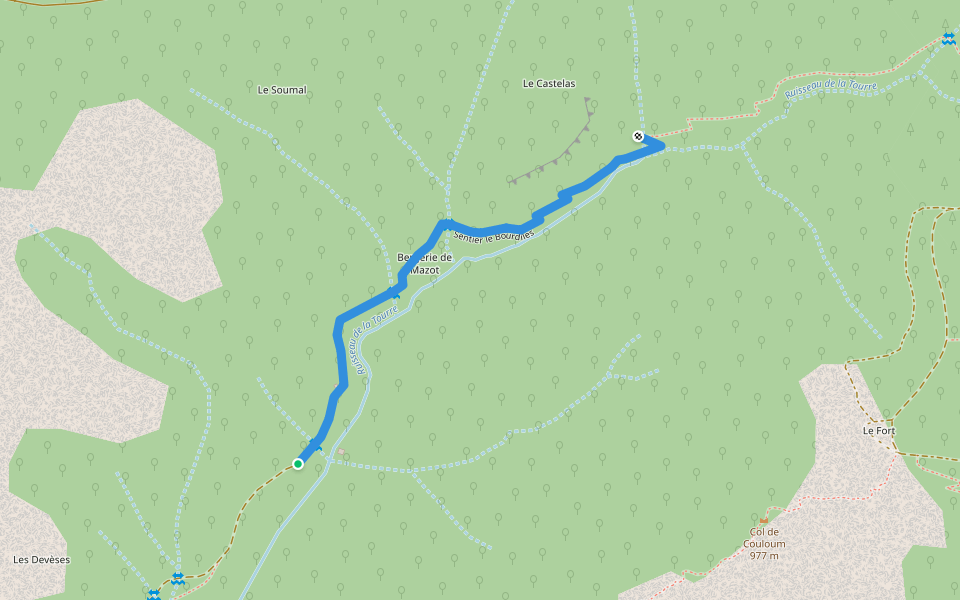 Sentier le Bourdiles walking route map in Saint-Julien