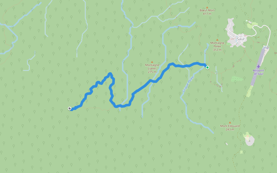 Layon des Cascades walking route map in Saul
