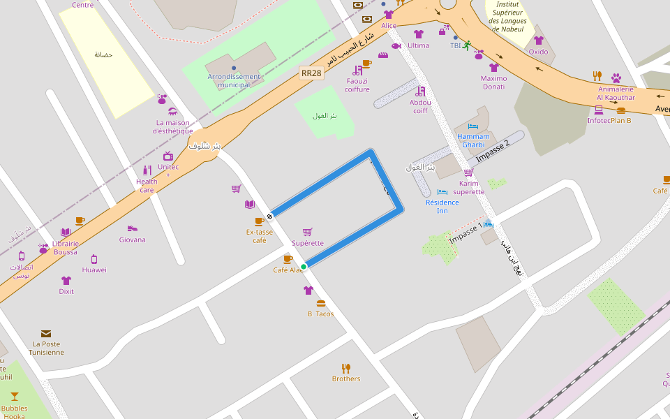 نهج بيت لحم walking route map in Nabeul