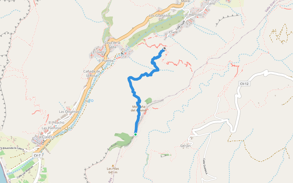 Camino de Leche walking route map in La Calera