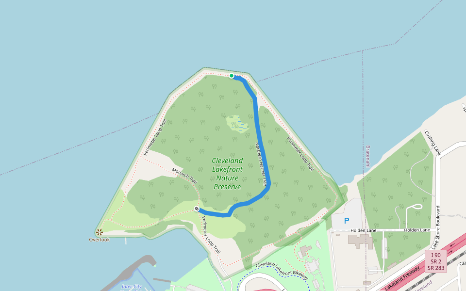 Northern Harrier Trail walking route map in Cleveland
