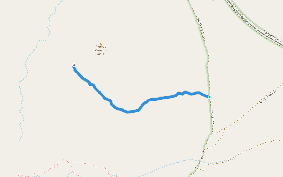 Piedras Grandes Road walking route map in Dos Cabezas