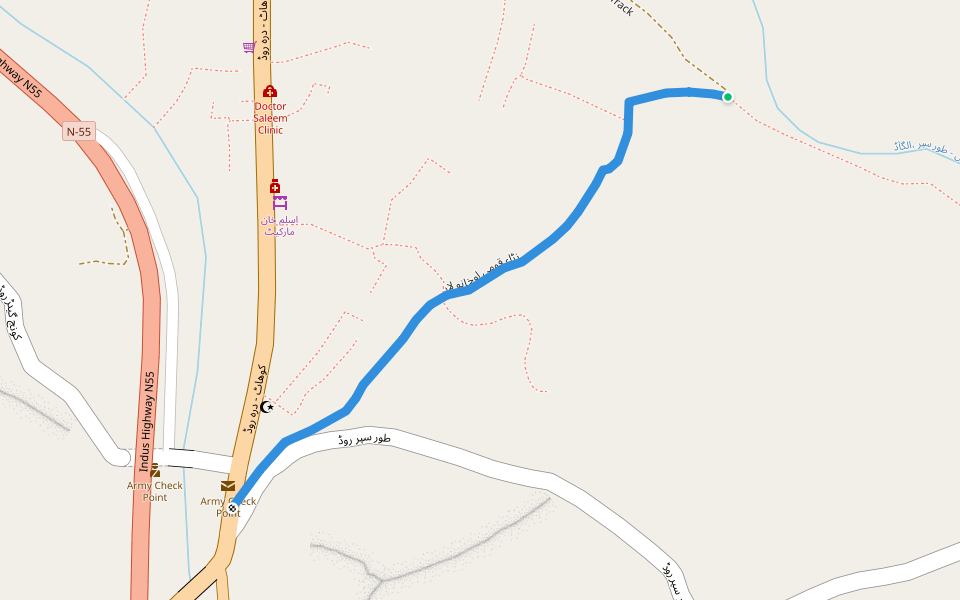 زڑاء قومی اوخانو لار walking route map in Dara Adamkhel