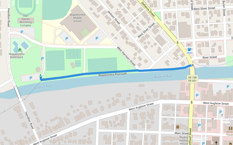 Wapakoneta Riverwalk walking route map in Wapakoneta