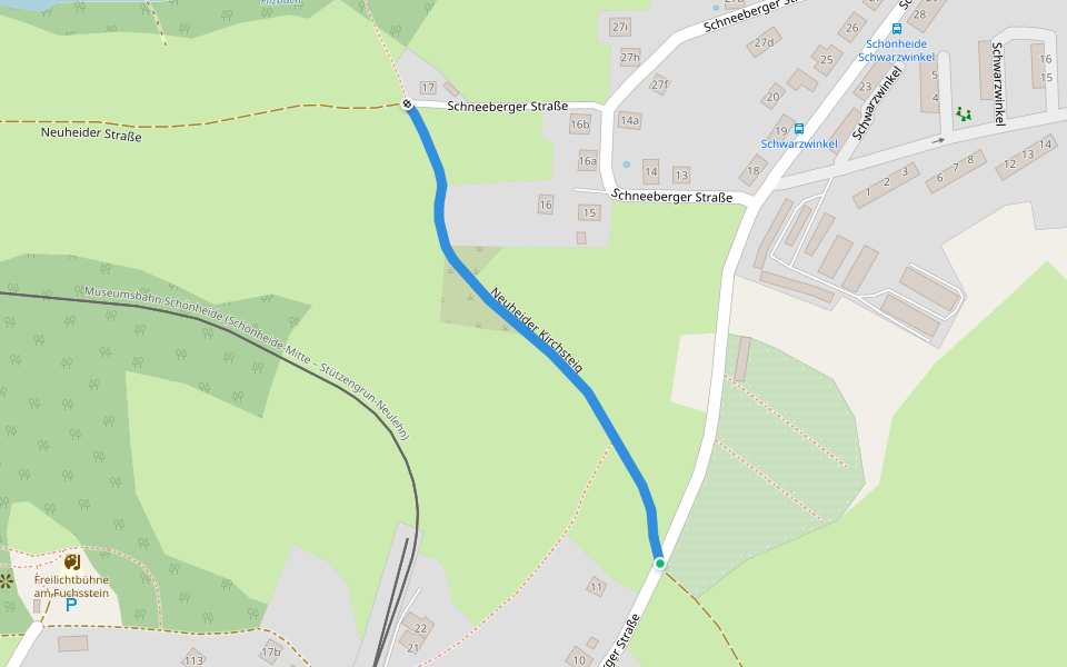 Neuheider Kirchsteig walking route map in Schönheide