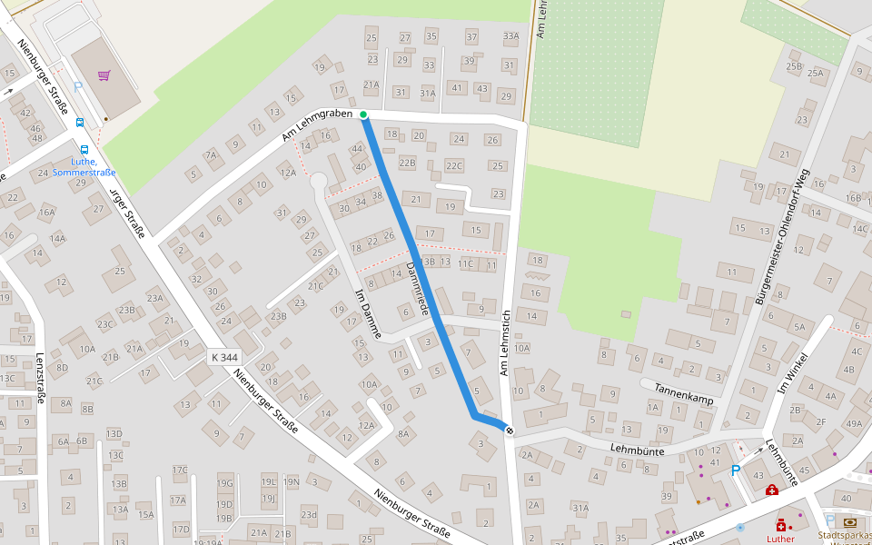Dammriede walking route map in Wunstorf