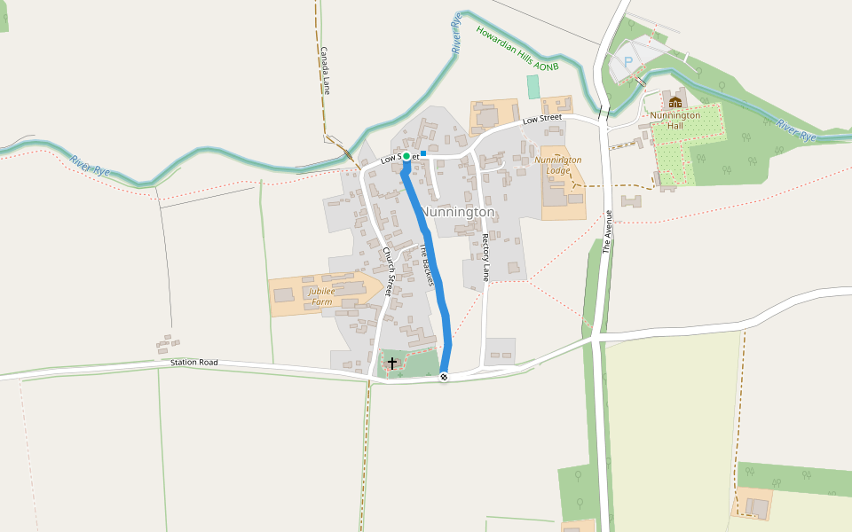 The Backies walking route map in Nunnington